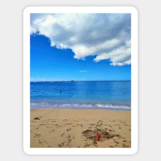 Sunny Shore Of Waikiki Beach, Hawaii Sticker